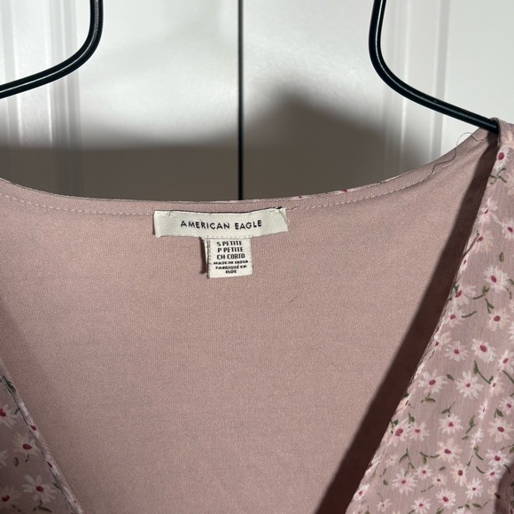 American Eagle Chiffon Blush Floral Wrap Dress - Picture 3 of 3